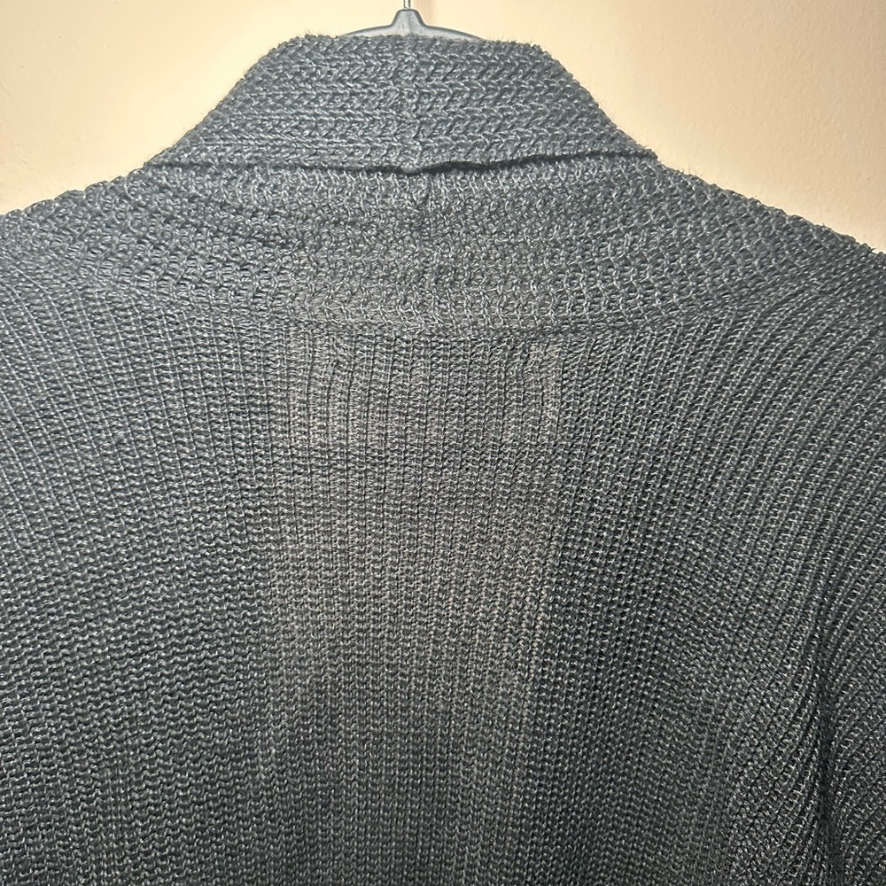 Lauren Ralph Lauren 100% Linen Black Open Front Staple Academia Cardigan Size L - Picture 11 of 12